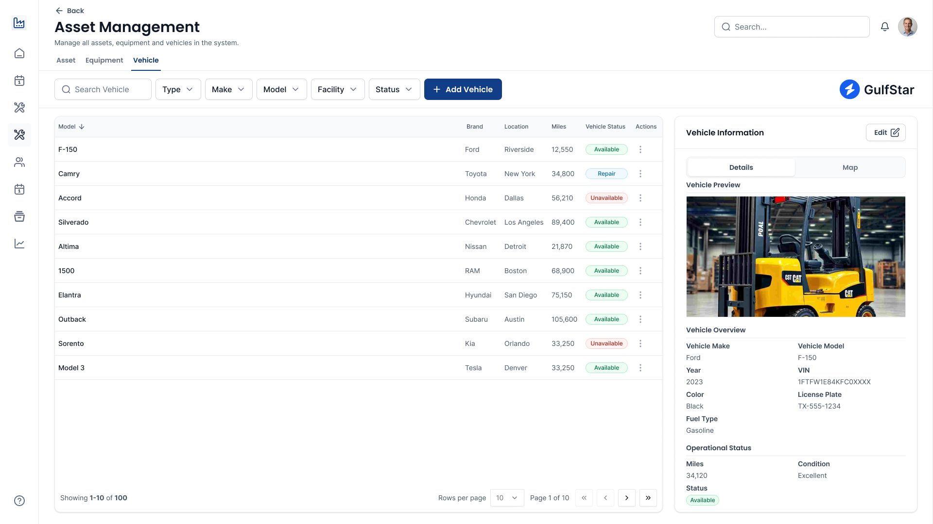 Asset Management Interface - View 2