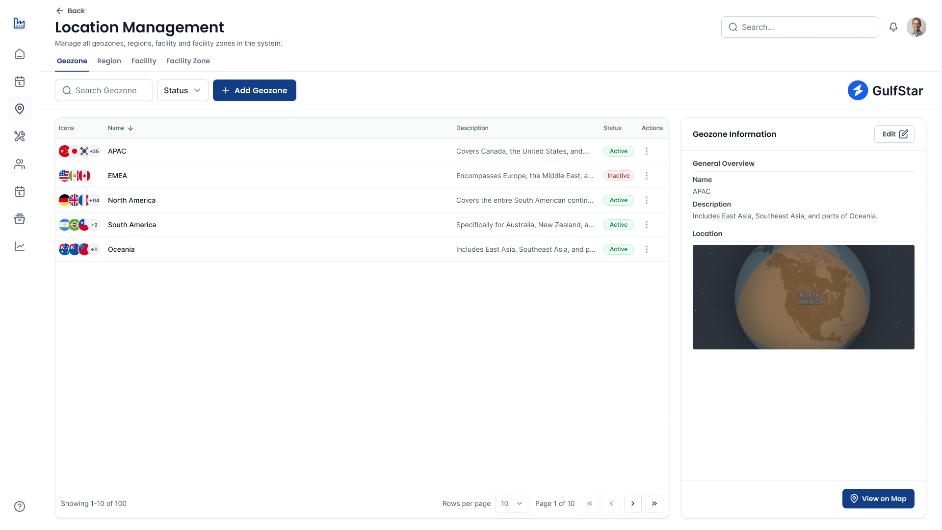 Location Management Interface - View 2