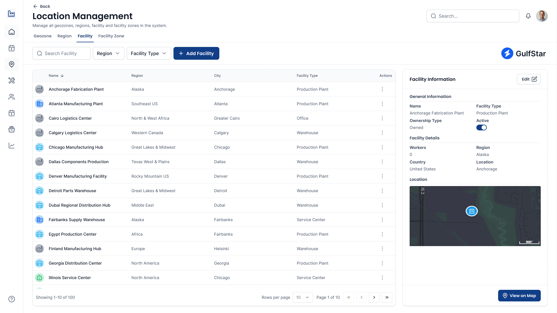 Location Management Interface - View 1