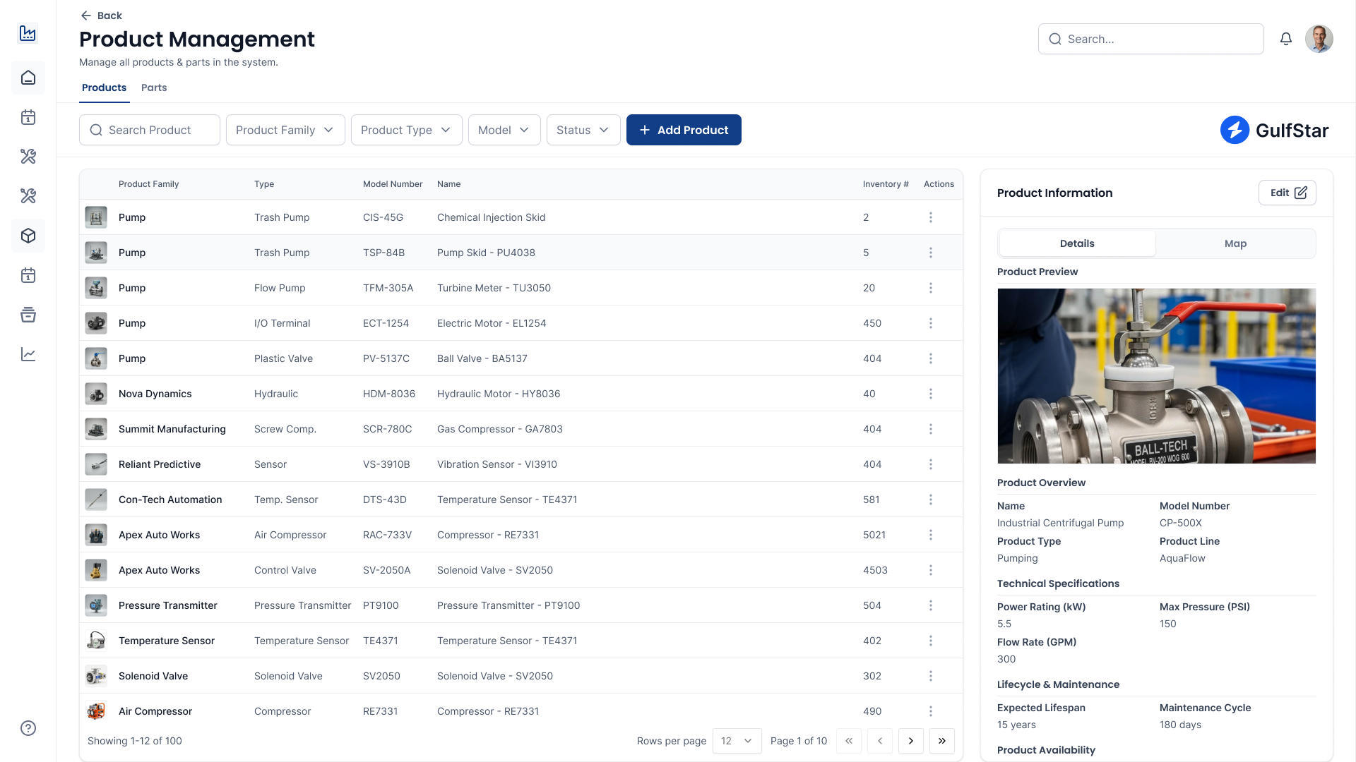 Product Management Interface - View 1