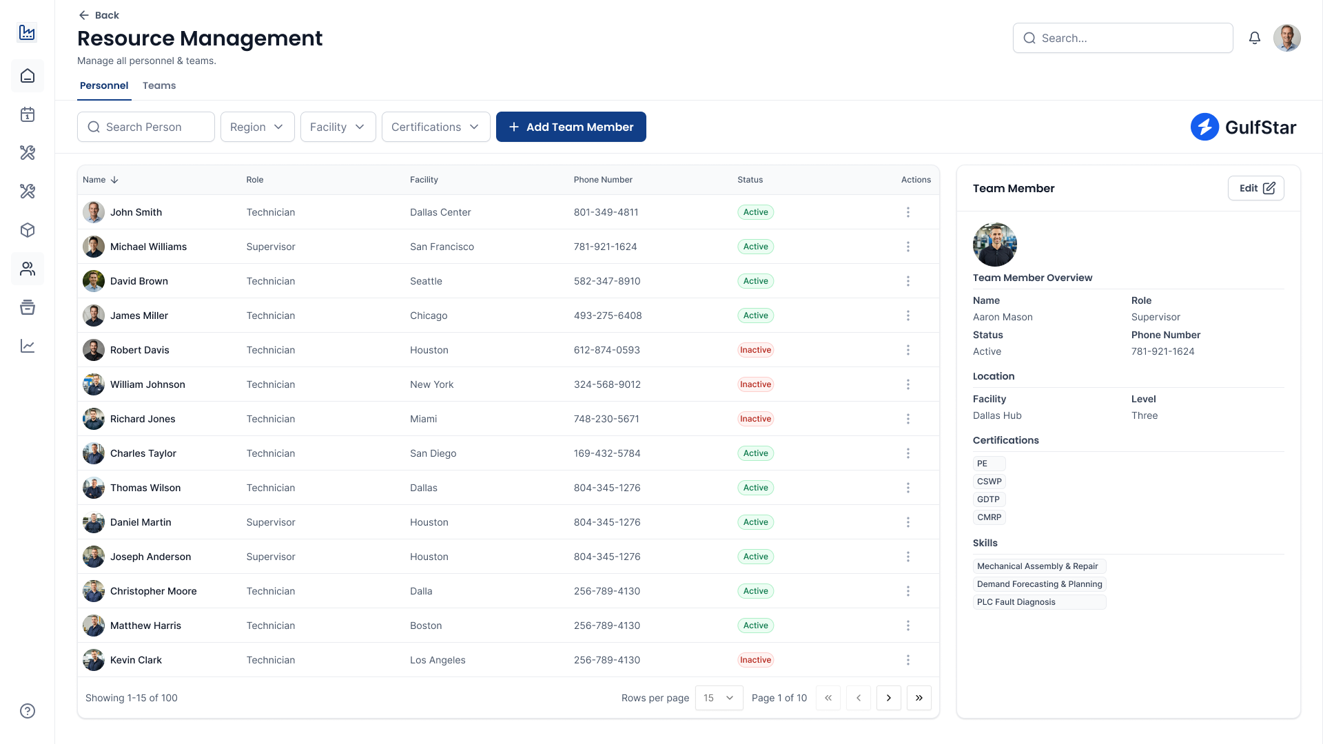 Resource Management Interface - View 1