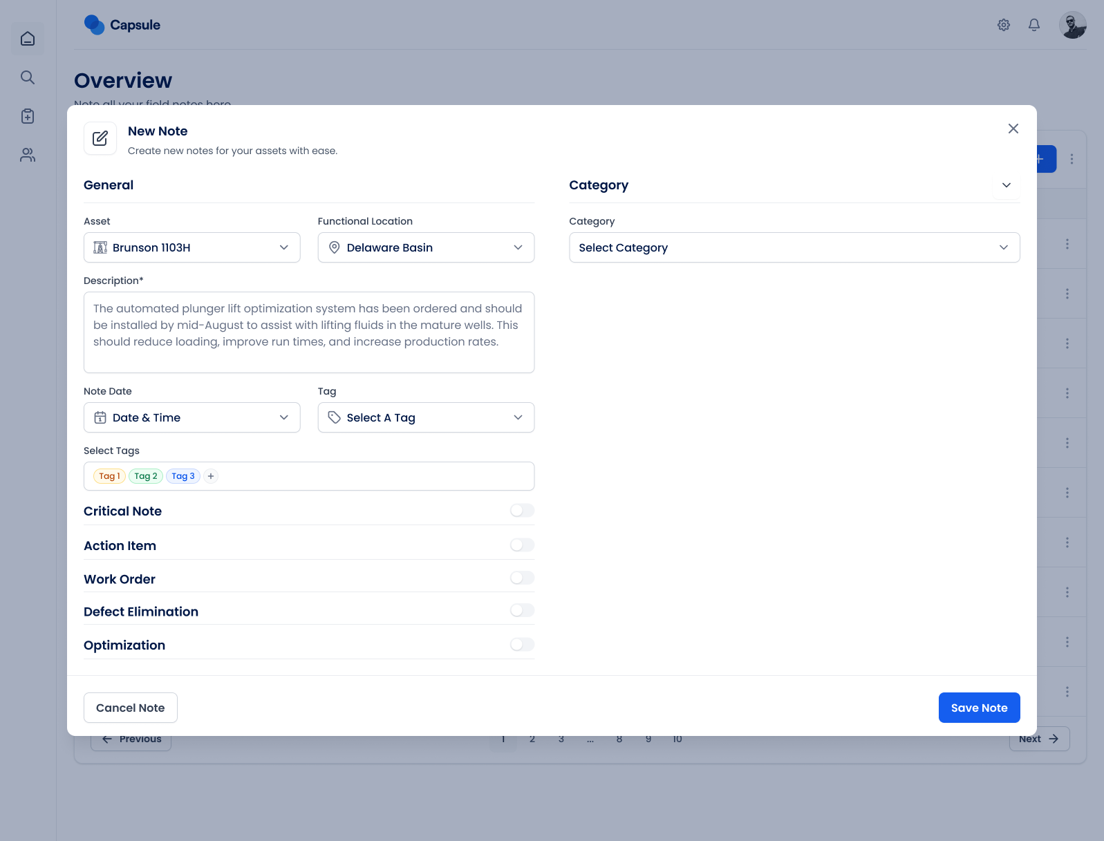 Smart Note Creation Interface